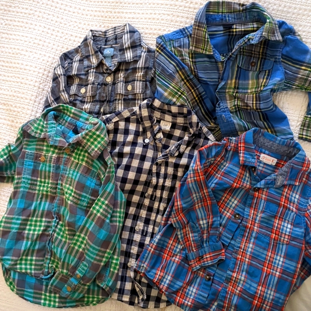 Five Baby Gap & Cat and Jack Flannels